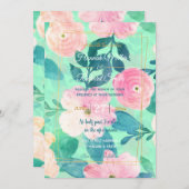 Mädchenrosa und Aquamarine Blumenhandmalerei Einladung (Vorne/Hinten)