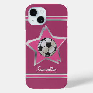 Mädchenrosa und Silbereffekt Fußball-Star Case-Mate iPhone Hülle