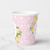 Mädchenrosa und weiße Zitronen Kinderdusche Party Pappbecher (Rechts)