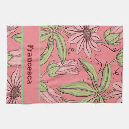 Mädchenrosa Wasserfarbenpräparierte Blume Geschirrtuch