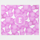 Mädchenrosa-Weichbällchen mit Monogramm Fleecedecke (Vorderseite (Horizontal))