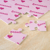 Mädchenrosa Wiederholungsname und Herz Puzzle (Seite)