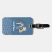 Mädchens Niedlicher Regenbogen Blauer Name Kind Gepäckanhänger (Vorderseite horizontal)