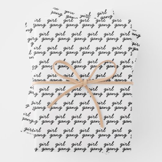 Mädchensammlung niedliche moderne feministische Po Geschenkpapier Set (Beispiel)