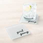 Mädchensammlung niedliche moderne feministische Po Glasuntersetzer (Schrägansicht)