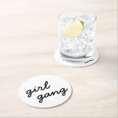 Mädchensammlung niedliche moderne feministische Po Runder Pappuntersetzer (Vor Ort)