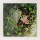 Mädchenschlafen in der Waldanime Puzzle (Horizontal)