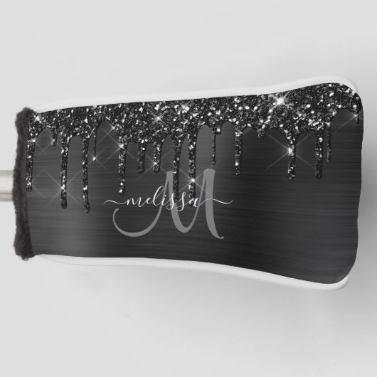 Mädchenschwarz gebürsteter Glitzer Golf Headcover (Vorderseite)
