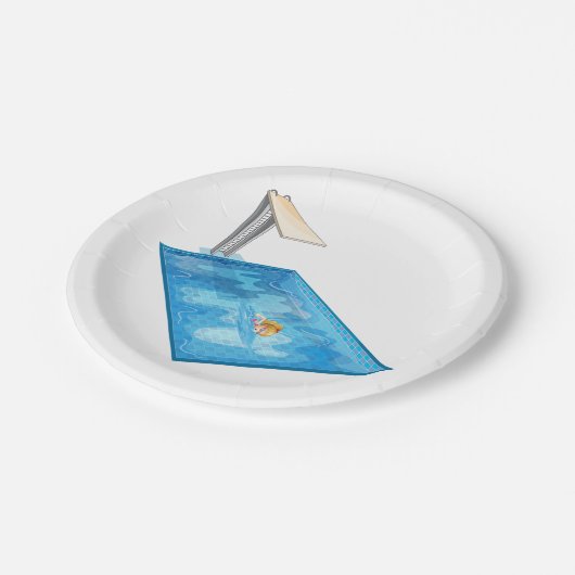 Mädchenschwimmen Pappteller (Schrägansicht)