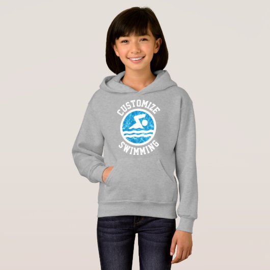 Mädchenschwimmen und Tauchen Eigener Teamname / Te Hoodie (Vorne ganz)
