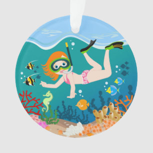 Mädchenschwimmer hat ein Geburtstags-Party Ornament