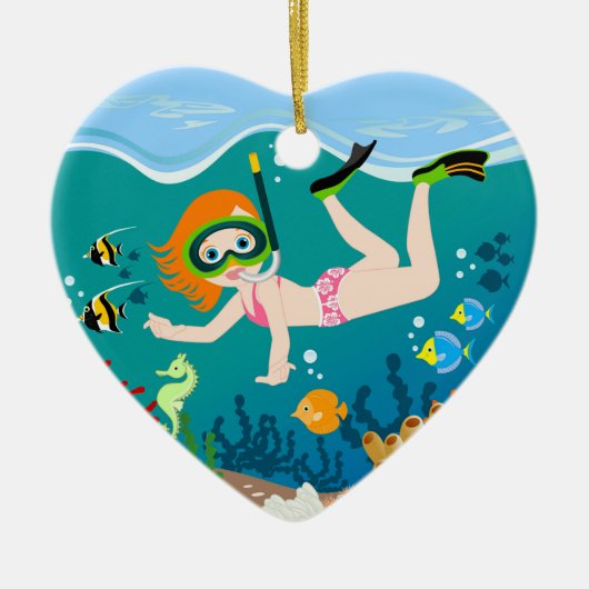 Mädchenschwimmerin Geburtstagsgeschenk Keramikornament (Vorne)
