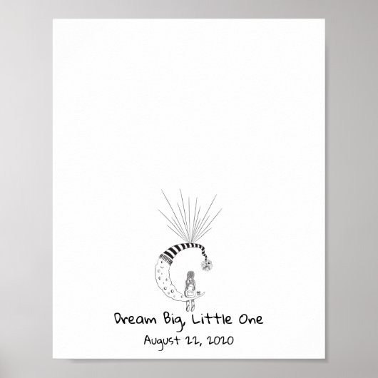 Mädchensitze auf dem Mond Fingerabdruck Ballon Boo Poster (Vorne)