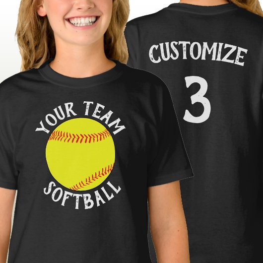 Mädchensoftball Custom Team Player Name und Nummer T-Shirt