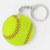 MädchenSoftballdoppeltes versah ringsum Schlüsselanhänger (Rückseite)