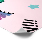 Mädchenspielkonzept mit Einhorn, Flamingo, Kakteen Poster (Ecke)