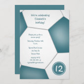 Mädchensport aquamarine Fußball-Geburtstagsfeier Einladung (Vorne/Hinten)