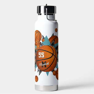 Mädchensportbällchen mit aquamarinen schwarzen Ste Trinkflasche