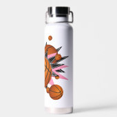 Mädchensportbällchen rosa schwarze Sterne Trinkflasche (Rückseite)