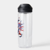 Mädchensportbällchen Rot-Blau-Sterne Trinkflasche (Rückseite)