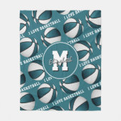 Mädchensportdekor I Liebe Basketball aquamarin wei Fleecedecke (Vorderseite)