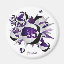 Mädchensportgeschenke lila schwarze Basketballstar Magnet