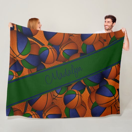 Mädchensportraum-Dekoration Blau-grüne Basketball Fleecedecke (Beispiel)