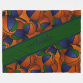 Mädchensportraum-Dekoration Blau-grüne Basketball Fleecedecke (Vorderseite (Horizontal))