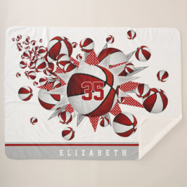 Mädchensportraum-Dekoration in roten weißen Basket Sherpadecke