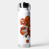 Mädchensportzubehör, Basketball und Sterne Trinkflasche (Vorderseite)