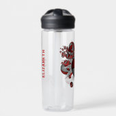 Mädchensportzubehör, rote graue Basketballstars Trinkflasche (Vorderseite)