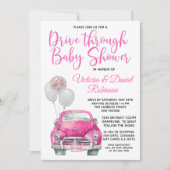 Mädchenstück durch Babyduschwagen Einladung (Vorderseite)