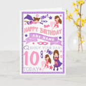 Mädchensuperhero-personalisierte Geburtstags-Karte Karte (Gelbe Blume)