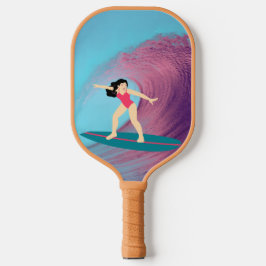 Mädchensurfen bei Sonnenuntergang Pickleball Schläger
