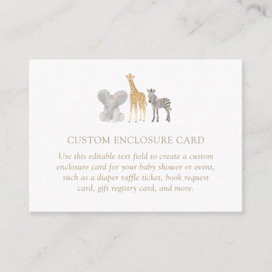 Mädchentafari Tiere Kinderdusche nach Maß Begleitkarte (Vorderseite)