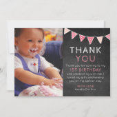 Mädchentafel-Flaggengeburtstag danken Ihnen zu Dankeskarte (Vorderseite)