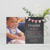 Mädchentafel-Flaggengeburtstag danken Ihnen zu Dankeskarte (Stehend Vorderseite)