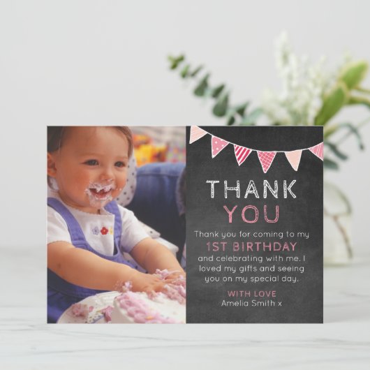 Mädchentafel-Flaggengeburtstag danken Ihnen zu Dankeskarte (Stehend Vorderseite)