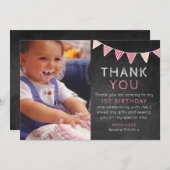 Mädchentafel-Flaggengeburtstag danken Ihnen zu Dankeskarte (Vorne/Hinten)