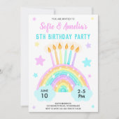 Mädchentag-Rainbow-Thema mit Foto Einladung (Vorderseite)