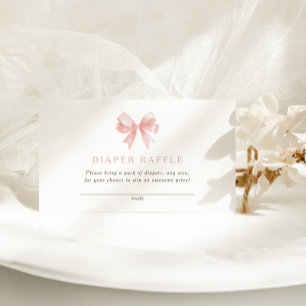 Mädchentaucher-Raffle Pink Bow Coquette Babydusche Begleitkarte
