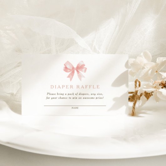 Mädchentaucher-Raffle Pink Bow Coquette Babydusche Begleitkarte