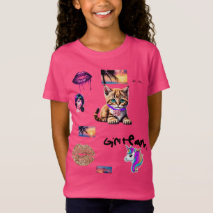 Mädchenteam kitten Einhorn-Sonnenuntergangsdesign T-Shirt