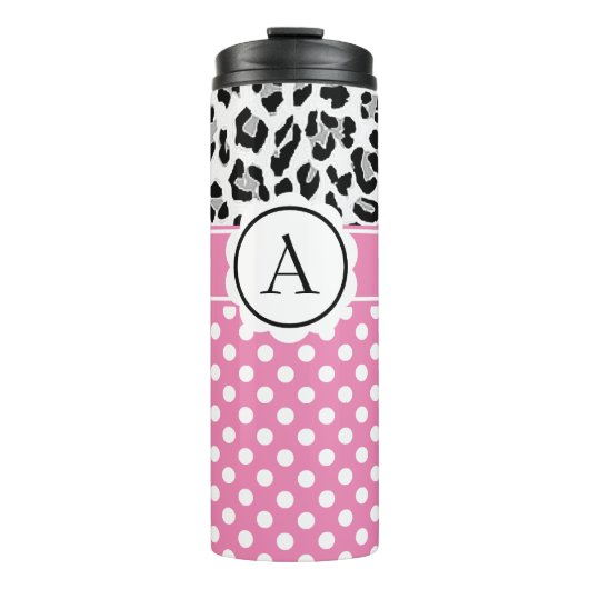 Mädchenteile und Tiere drucken Monogramm Thermosbecher (Vorderseite)