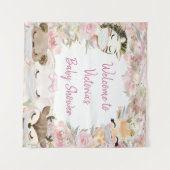 Mädchentiere mit Masken, Babydusche im Hintergrund Wandteppich (Vorderseite (Horizontal))