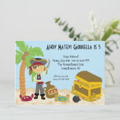 Mädchentreppe auf einer Insel zum Geburtstag Einla Einladung (Stehend Vorderseite)