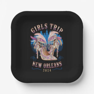 Mädchentrip New Orleans 2024 Mardi Gras High Heels Pappteller