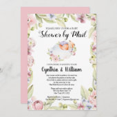 Mädchentuch per Post | Elegante Frühlingsflora Einladung (Vorne/Hinten)