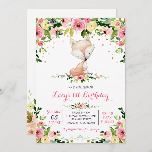 Mädchenwald-Begrüßung Einladung (Vorne/Hinten)