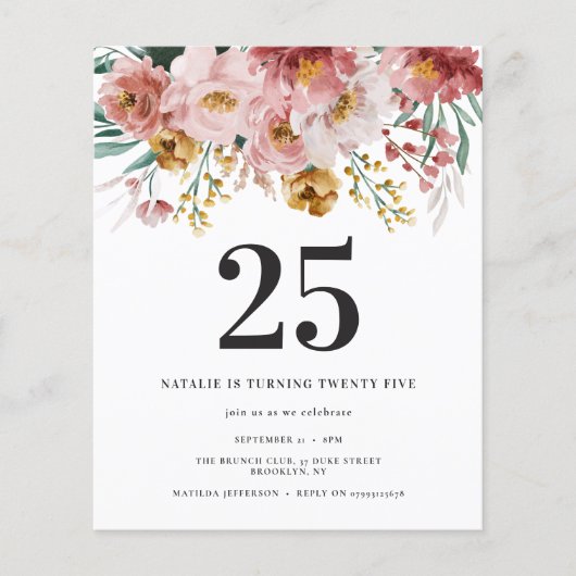 Mädchenwasserfarbe floreneditierbares Alter Geburt (Vorderseite)